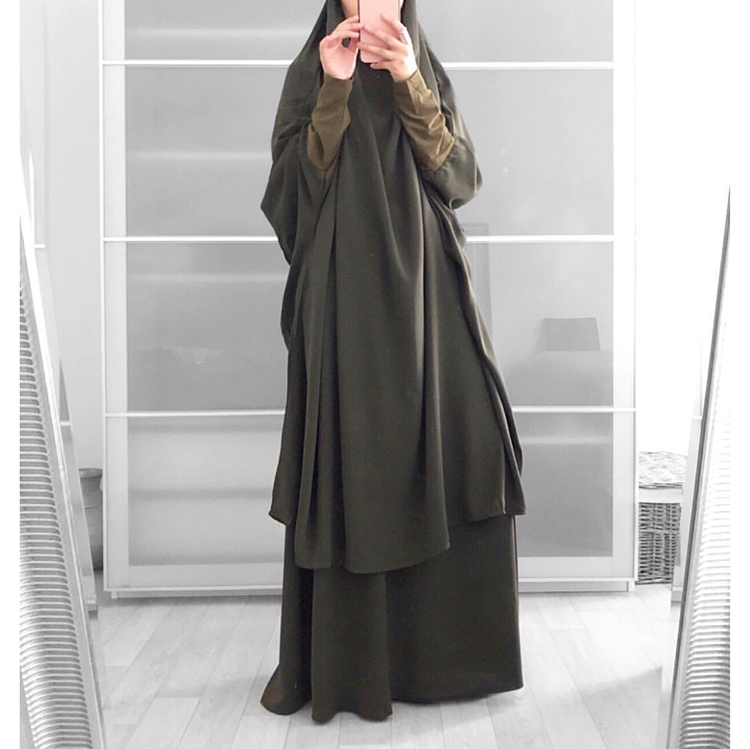 Новинка 2021 мусульманская одежда Дубай ИД женский 2 шт. Nida халат Хиджаб Jilbab Рамадан Молитвенное платье Abaya