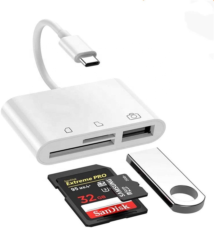 Устройство для чтения SD-карт USB C 3 в 1, адаптер для камеры памяти USB для нового iPad Pro Mac ChromeBook XPS и других устройств UBC C