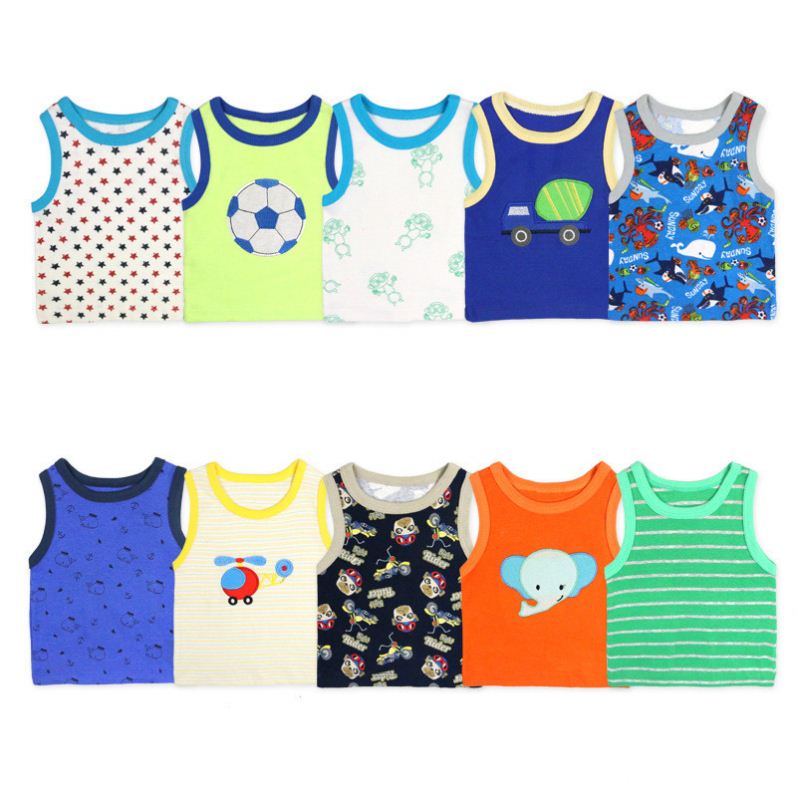 Ins Hot Children's Clothing Newborn Clothes Vest Baby Boys Cartoon Clothes Tops Summer Baby Sleeveless T-Shirt