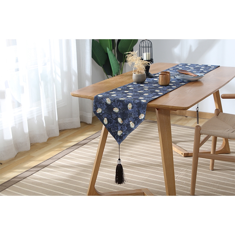 Handmade Printed European Polyester Linen Floral Luxury Fancy Wedding Table Runner Printed