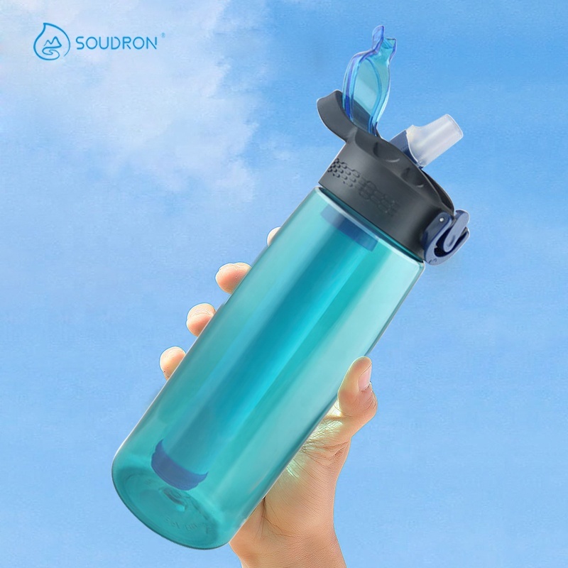 SOUDRON Tritan BPA-Free 650ml Alkaline Filtered Water Bottle Outdoor Sporting Camping Survival Drinking Water Bottle