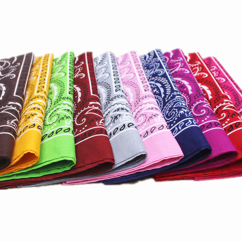 100% Cotton Double Sided Print Paisley Bandana Scarf Model Head Wrap 22 inch