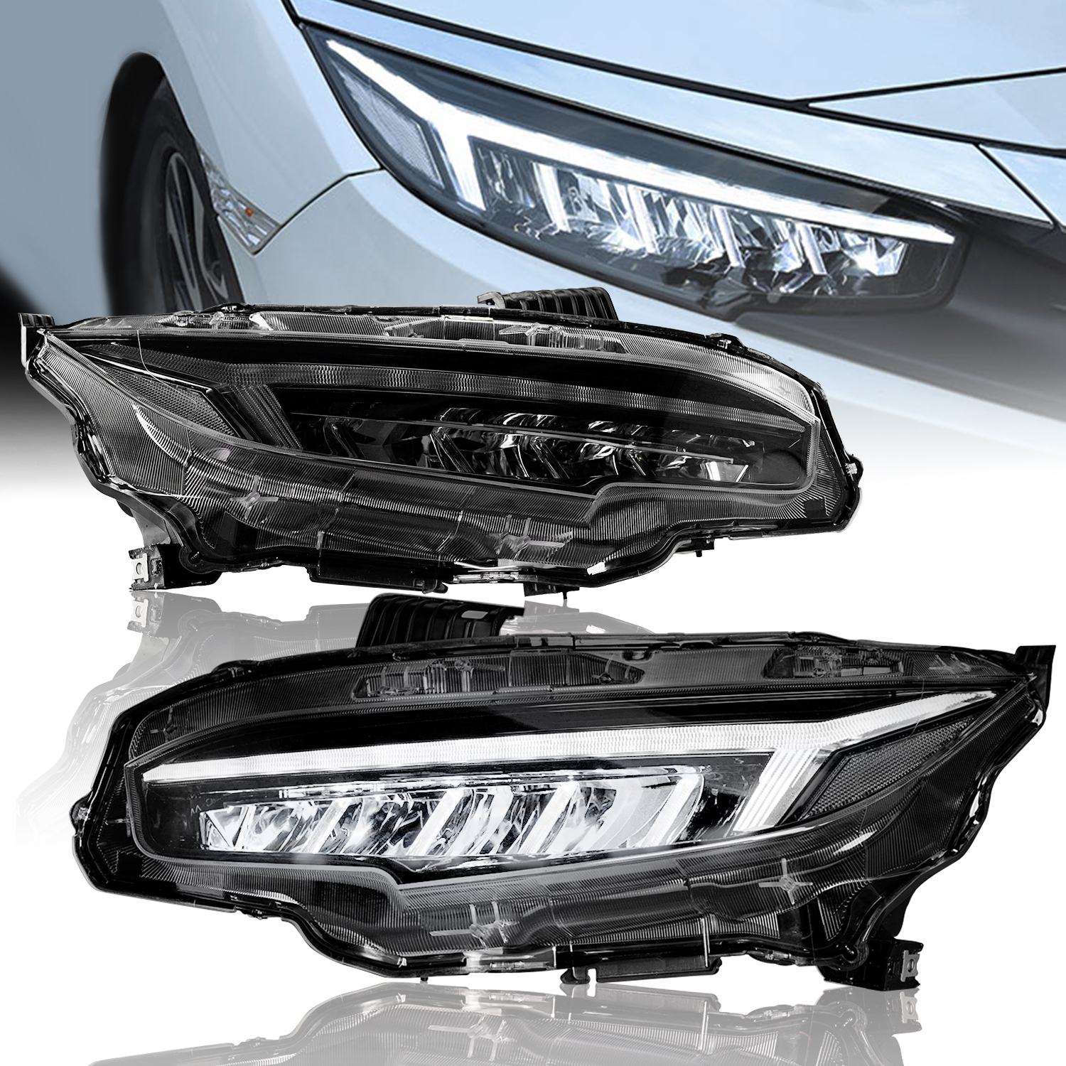 Полный комплект светодиодных фар в сборе для Civic Sedan Coupe Hatchback 2016 2017 2018 2019 с последовательным поворотным сигналом DRL H/L beam