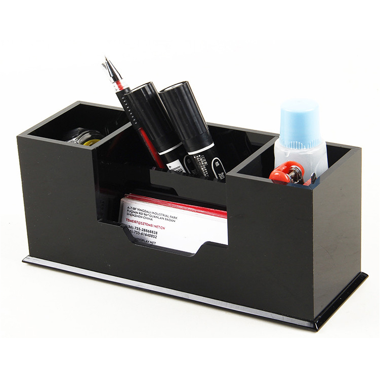 Factory wholesale black acrylic business card box office stationery storage box