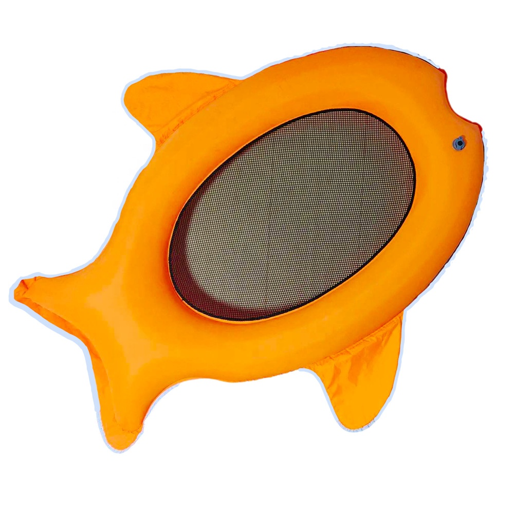 Amazon 2021 new fish shape water floating row water floating bed inflatable floating row Nylon fish shape floating bed