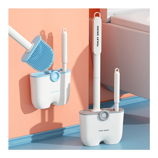 Hot Sales Silicone TPR Toilet Brush And Holder Set Wall Mounted Toilet Cleaner Silicone WC Brush Bathroom Accessories