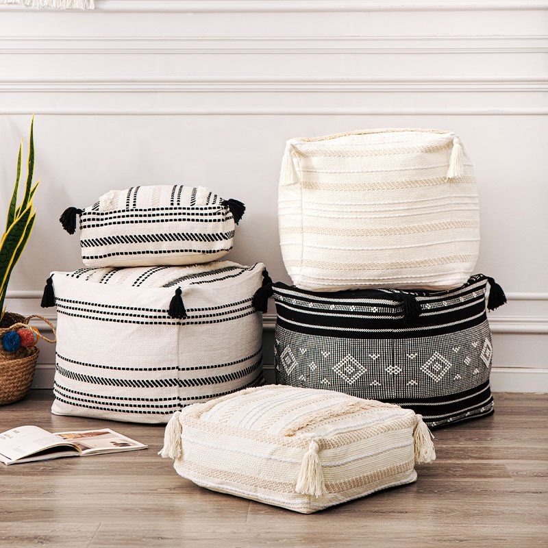 Пользовательские Бохо декоративные Tufted шаблон с кисточкой складной стул для отдыха пуф