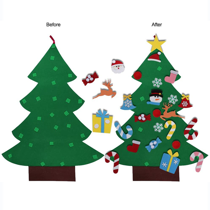 New Year Children Puzzle Xmas Gift Wall Hanging Tree Ornaments DIY Detachable Felt Christmas Tree Set