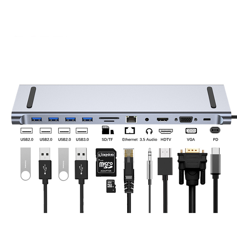 Лидер продаж на Amazon, 11 в 1 usb c концентратор, usb 3,0 док-станция для ноутбука, адаптер usb type c концентратор с Type C для MacBool pro