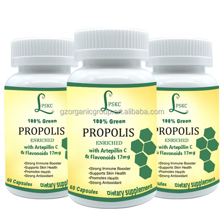 100% Natual Food Grade Green Bee Propolis Softgel Capsules with artepillin C & Flavonoids 17mg Supplement Multivitamin
