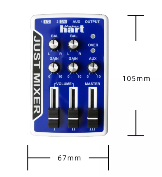 Just Mixer Maker Hart Mini 3 Channel Portable Battery Powered Audio Mixer