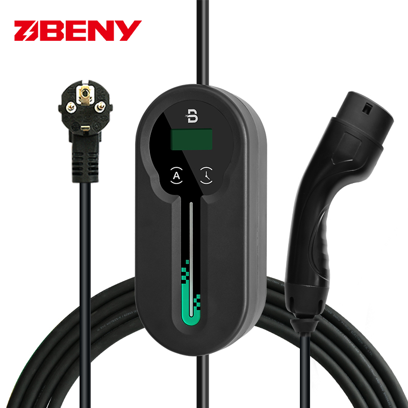 Beny IP66 Portable Car Charger Customizable Ac Mode 2 Silence 3.5kw 16a Evse Level 2 Type2 Ev Charger With Screen