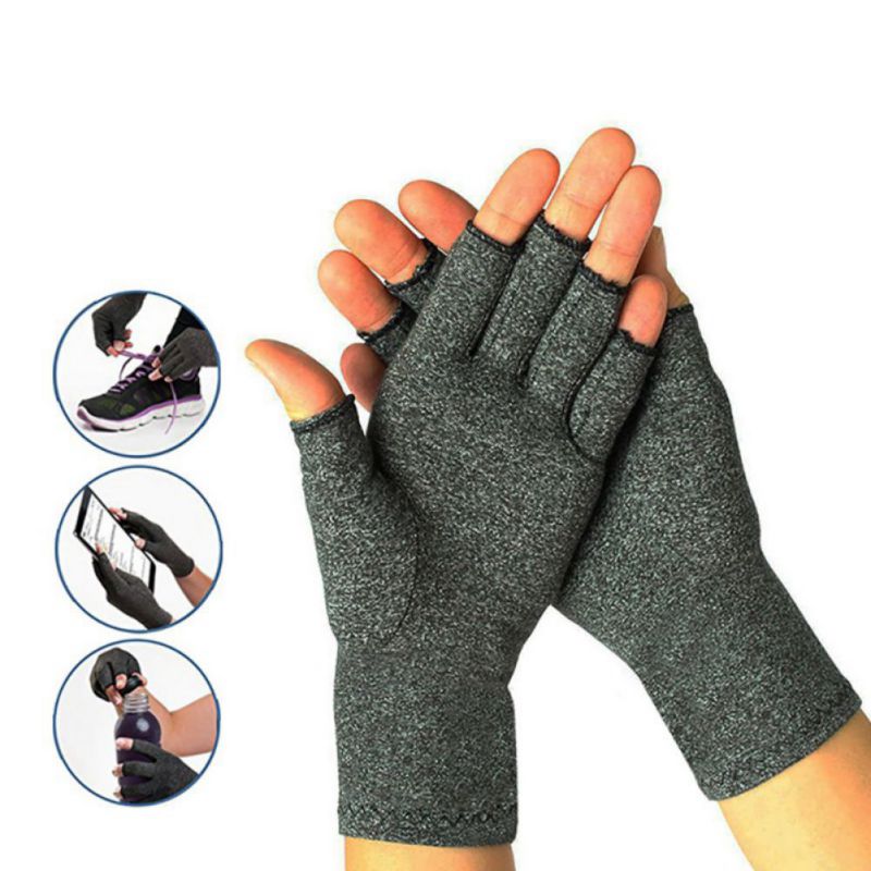 Half Finger Compression Mittens Cotton Polyurethane Lightweight Breathable (Arthritis) Joint Pain Relief