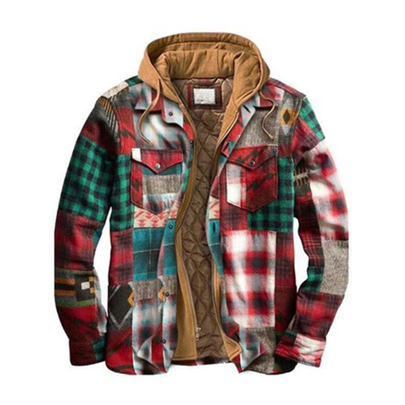 2021 Fashion Cotton Plus Size Long Sleeve Coat Men Cute Print Warm Zipper Up Active Outdoor Hooded Tall and Big Jacket