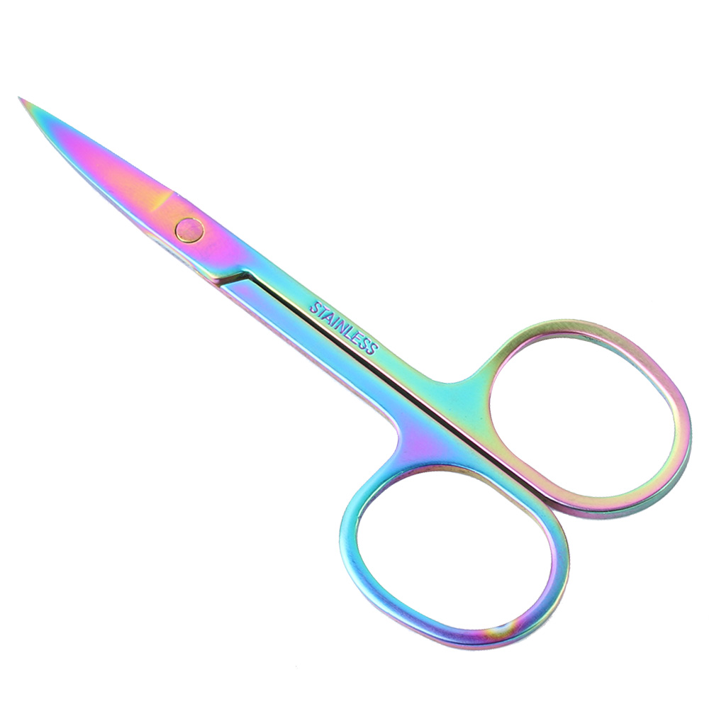 Focstar изогнутые макияжа Rainbow для бровей и ресниц косметические ножницы маленькие ножницы волос носа (BT8002)
