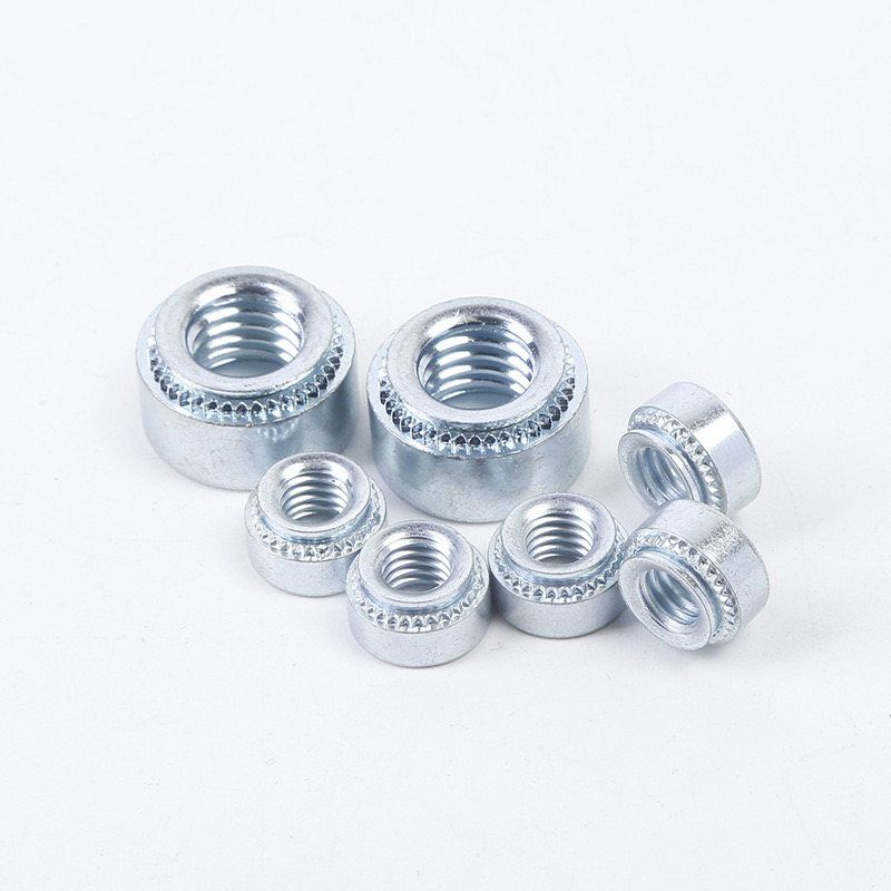 S-M10-0Self-Clinching крепежные элементы из углеродистой стали, оцинкованная, заклепочная гайка, Цветочный зуб, листовая металлическая гайка