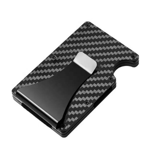 Wholesale Black RFID Carbon Fiber Slim Money Clip Wallets