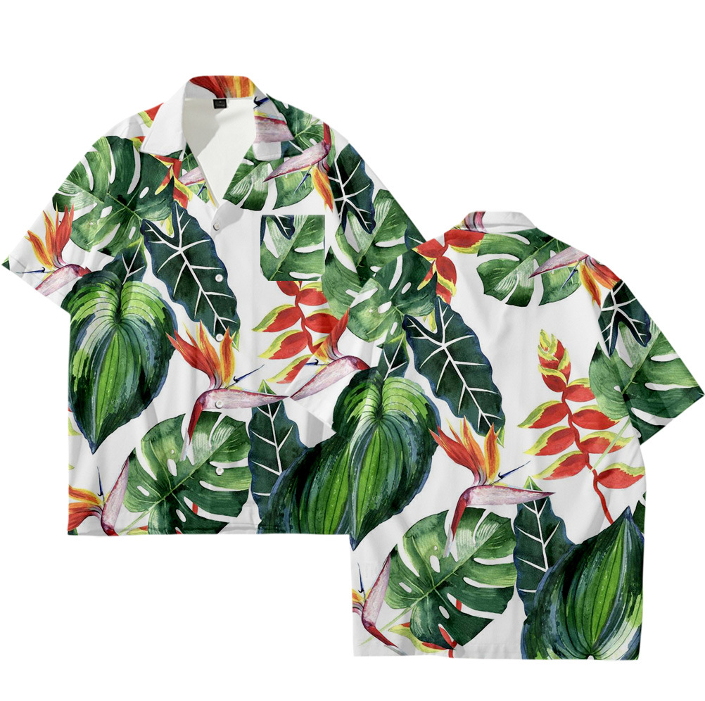 New Digital Printing Short Sleeve Cotton Hawaiian Shirts Custom Design