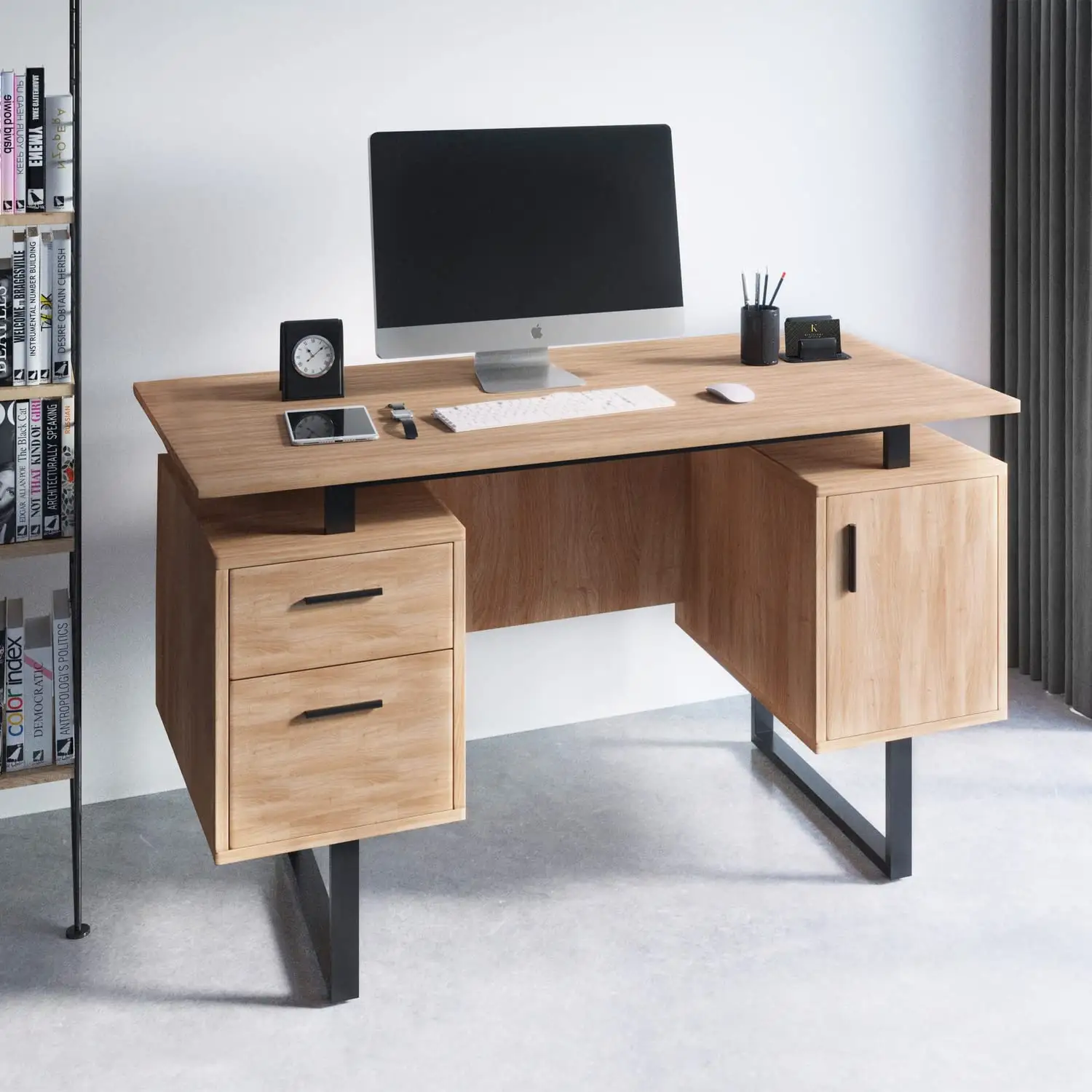 Made in China Office Furniture White Office Computer Desk with Four Drawers mesa