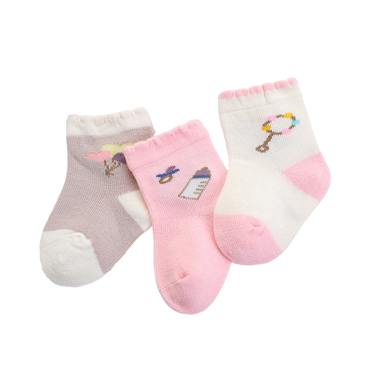 Cute tube boy girl cotton baby socks knitted cartoon grip kids anti slip unisex baby socks set