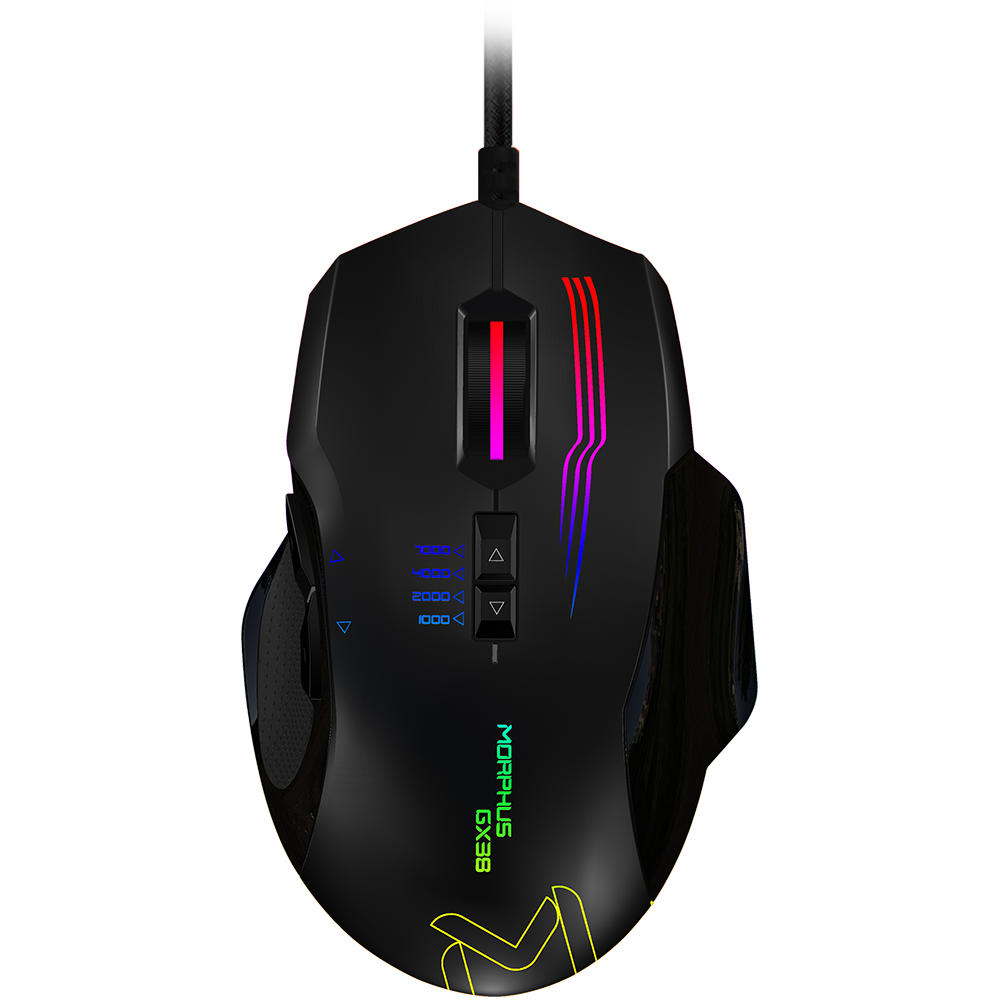 Программируемая оптическая игровая мышь GX38, 7000 точек/дюйм, USB2.0 / MCU - Holtech HT82F553 - PixArt PMW3320, оптическая