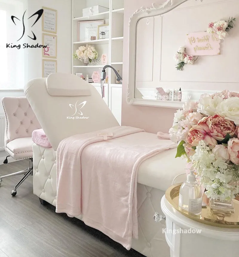 Luxury Body Therapy Spa Treatment Bed Salon Cosmetic Eyelash Extension Chair Pink Beauty Facial Table Massage Bed