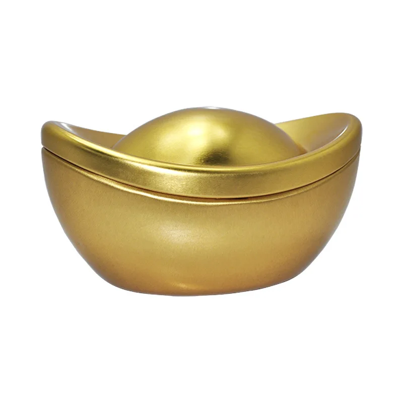 Custom Logo Special shape Gold Ingot shape tin box Dumpling shaped tins for Chocolate & Candy packaging
