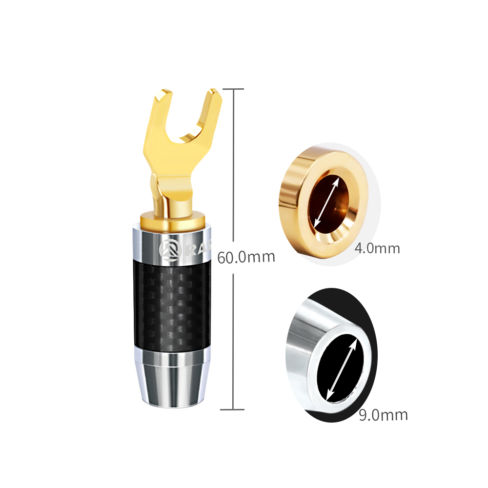 Hifi Audio Connector U/Y Shaped Copper Plated Banana Plugs Audio Video Connectors
