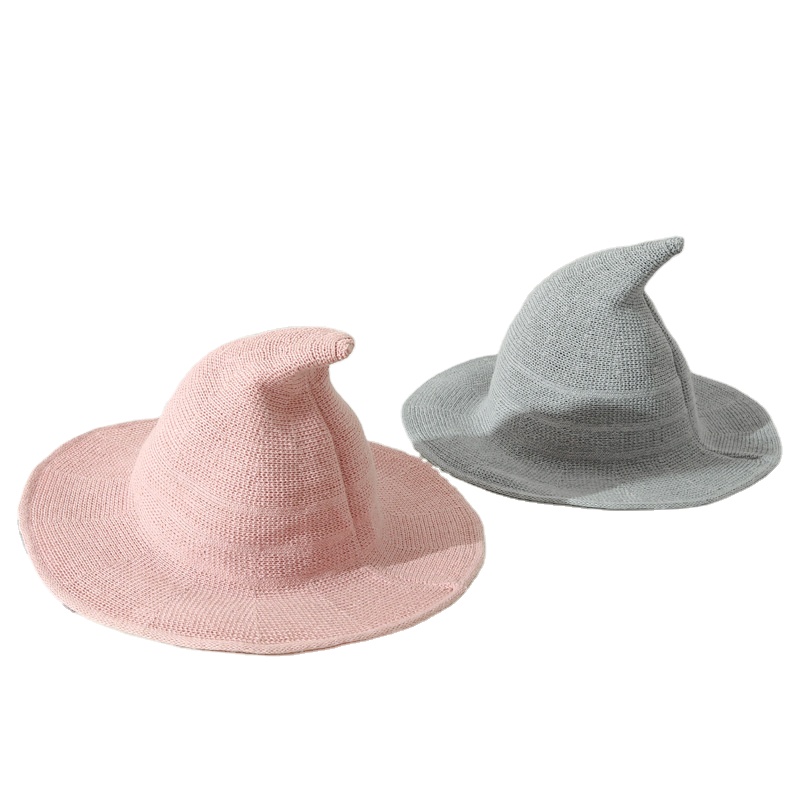 New design novelty spiked big brim wizard knitted hat fashion luxury bucket hat for women