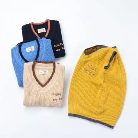 Boys' Letter Vest V-Neck Knitted Vest Outer Wear Spring And Autumn Sweater