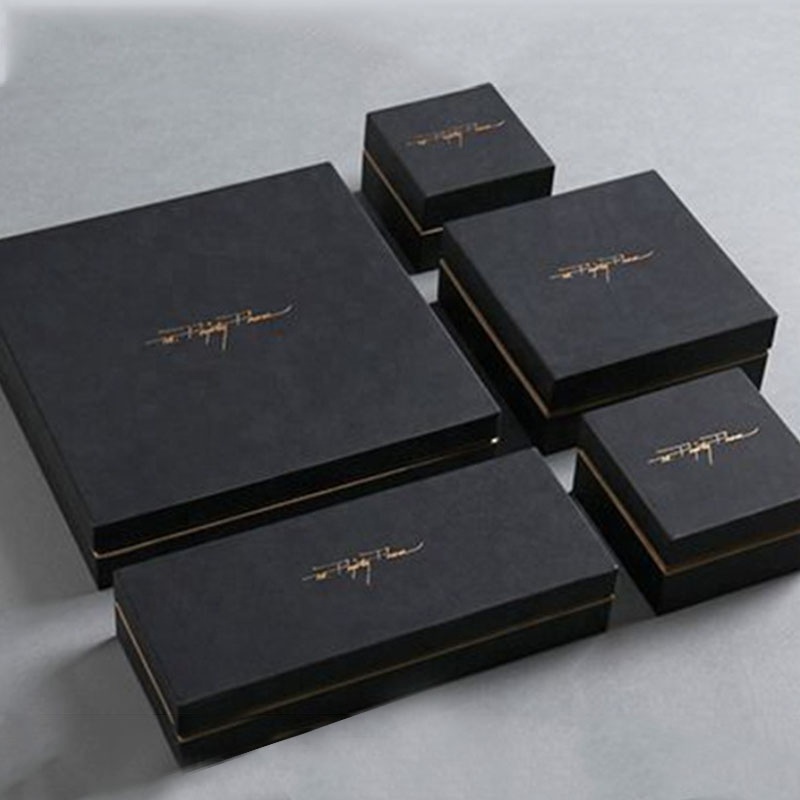 Wholesale luxury fancy eco custom logo printed 2 pieces rigid hard perfume rigid box jewelry packaging box black paper gift box