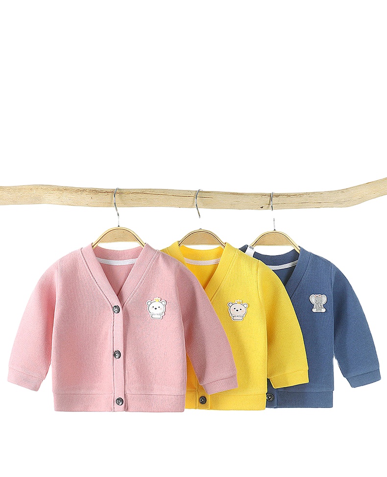 Spring and autumn new style infant baby fashion long sleeve solid cotton cartoon printed coat