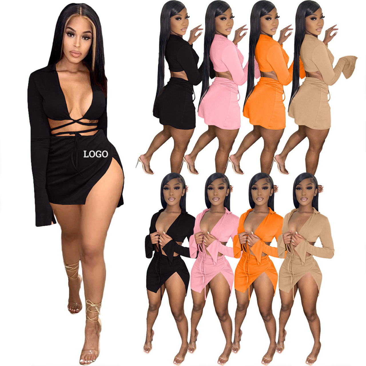 Women для Long Sleeve Bodycon Dress, Sexy Club Dresses, Short Tank Top, Casual Clothes, Elegant, summer, Spring, New Arrival, 2022