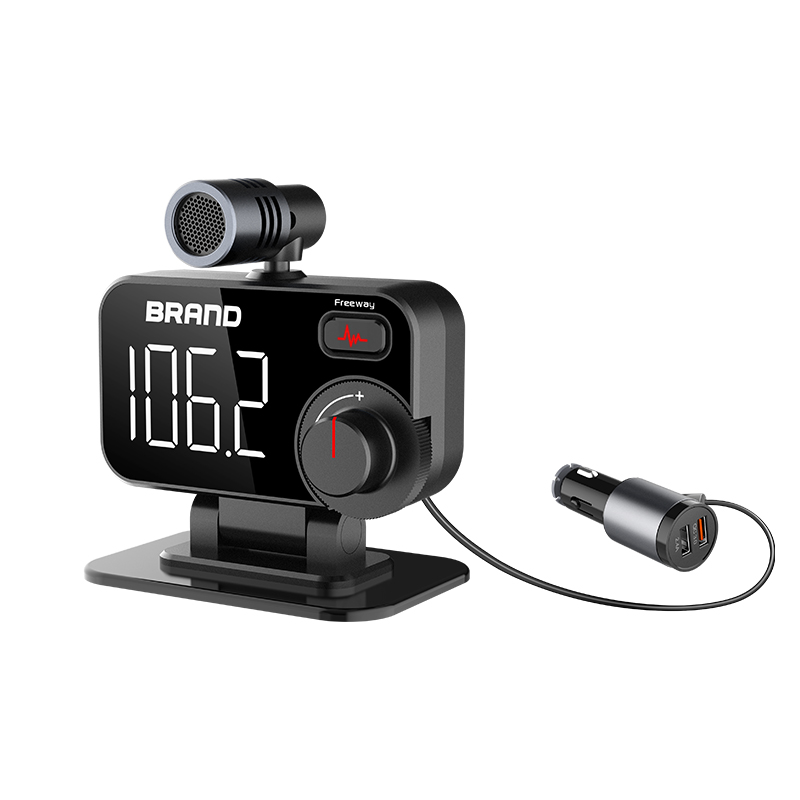 Mini new design and new function 180 degrees External Rotatable Microphonecar mp3 player car charger blue tooth car kit