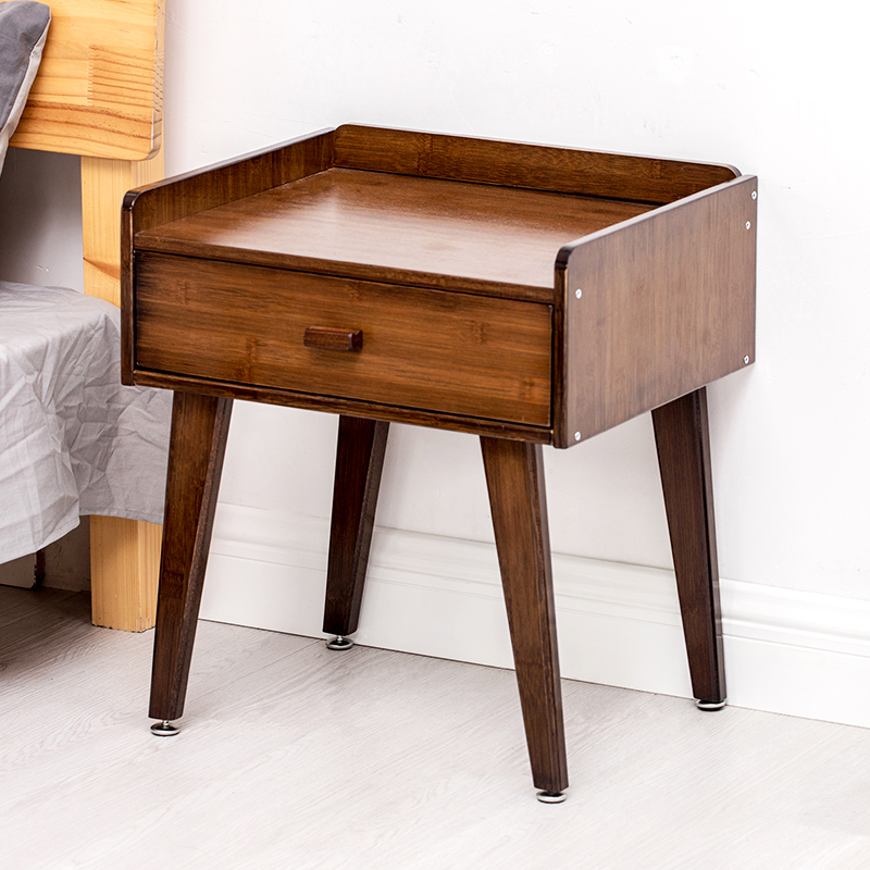 Top Rank Nightstand Storage Small Cabinet Bamboo Wood Drawer Bedside Table