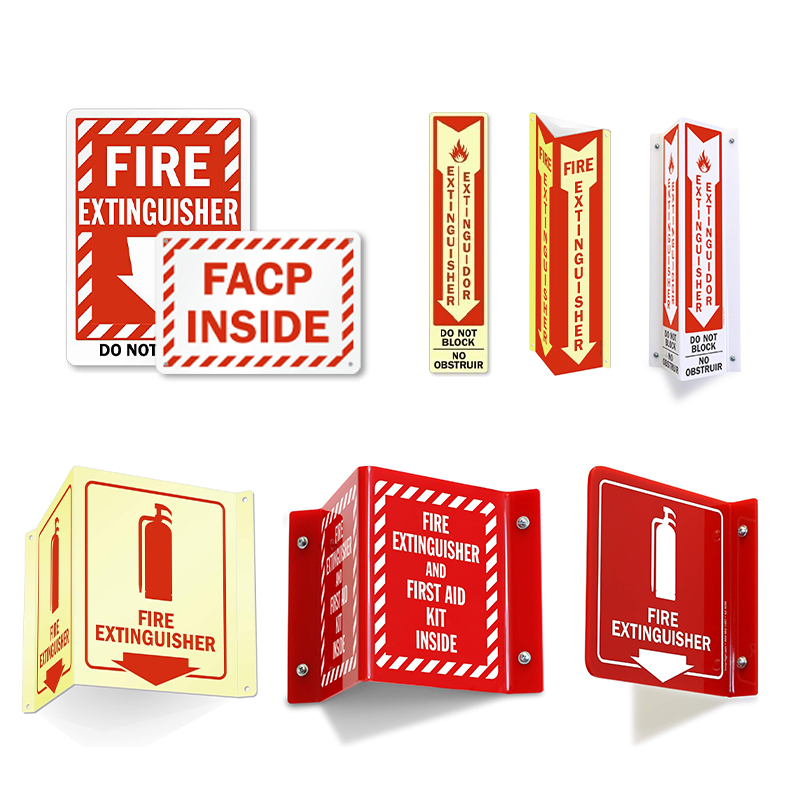 Custom Fire Extinguisher Emergency Exit Sign Symbol Fire Department Door Signage Label Flammable And Hazmat Signs