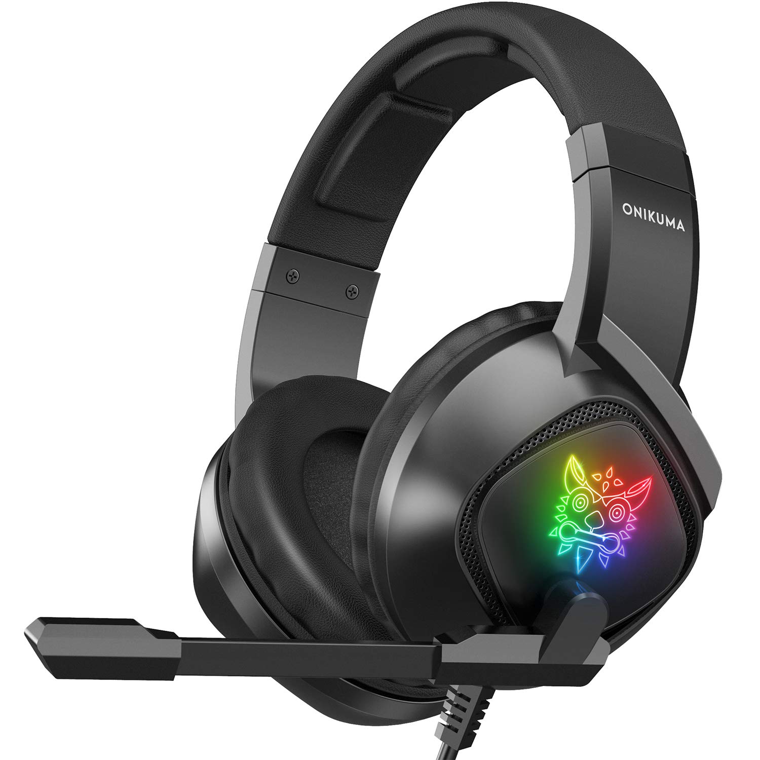 Бесплатный образец проводной стильный RGB бас Onikuma K19 HD игровая гарнитура наушники с микрофоном для геймеров PS4