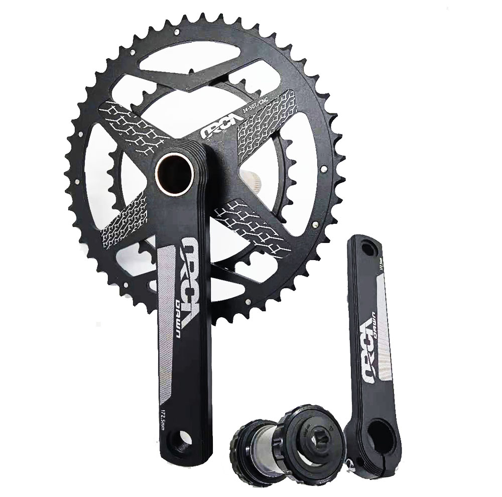 Cnc Driveline Road Folding Bike Crankset Bicycle Crank Arm 50t 34T Track Parts Bike Single Speed Crankset Black OEM