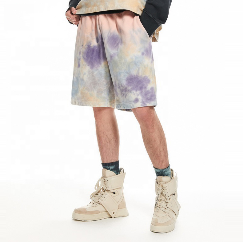 2021 wholesale blank sweat shorts streetwear unisex custom tie dye shorts