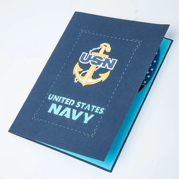 3D pop-up laser cut paper craft US NAVY customized greeting cards
