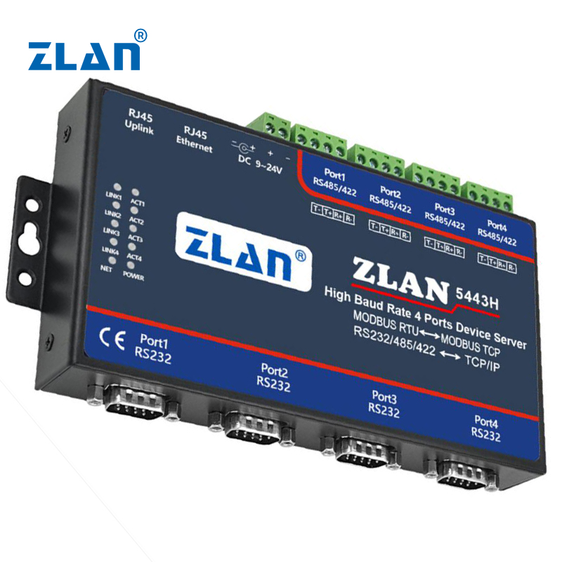 4 serial ports high baud rate RS232/485/422 to Ethernet serial prot server