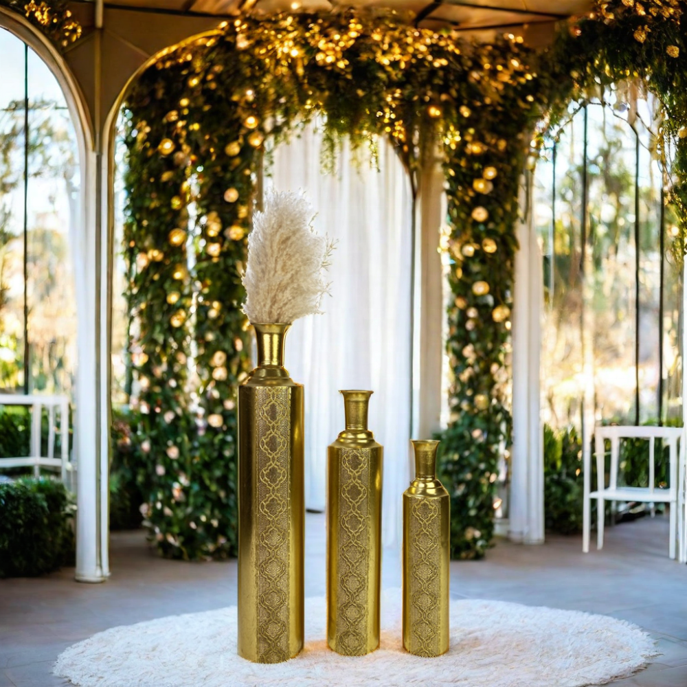 Lander Modern Gold Floor Vase Large Size Wedding Decorative Vase Classic Design Decorative Flowers Vase