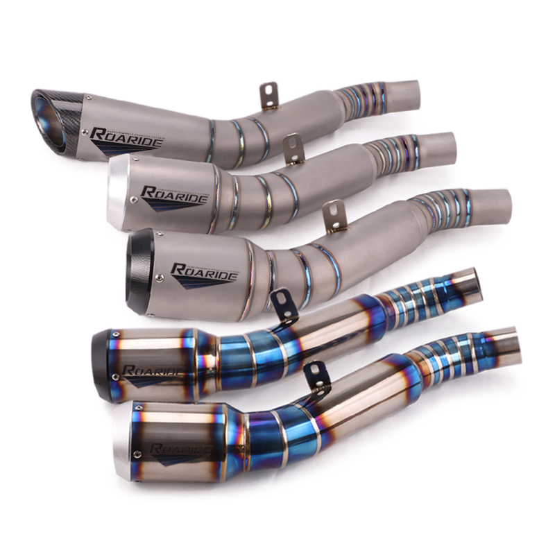 Slip On For ZX-6R ZX6R Motorcycle GP Exhaust Escape Modified Titanium Alloy Middle Link Pipe Carbon Fiber Muffler
