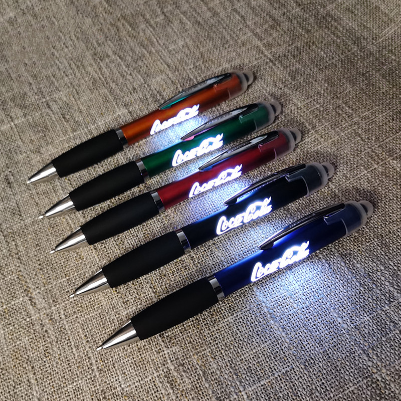OEM Led Light Up Gift Soft Screen Pen Custom logo Stylus Promotion Ballpoint Pen
