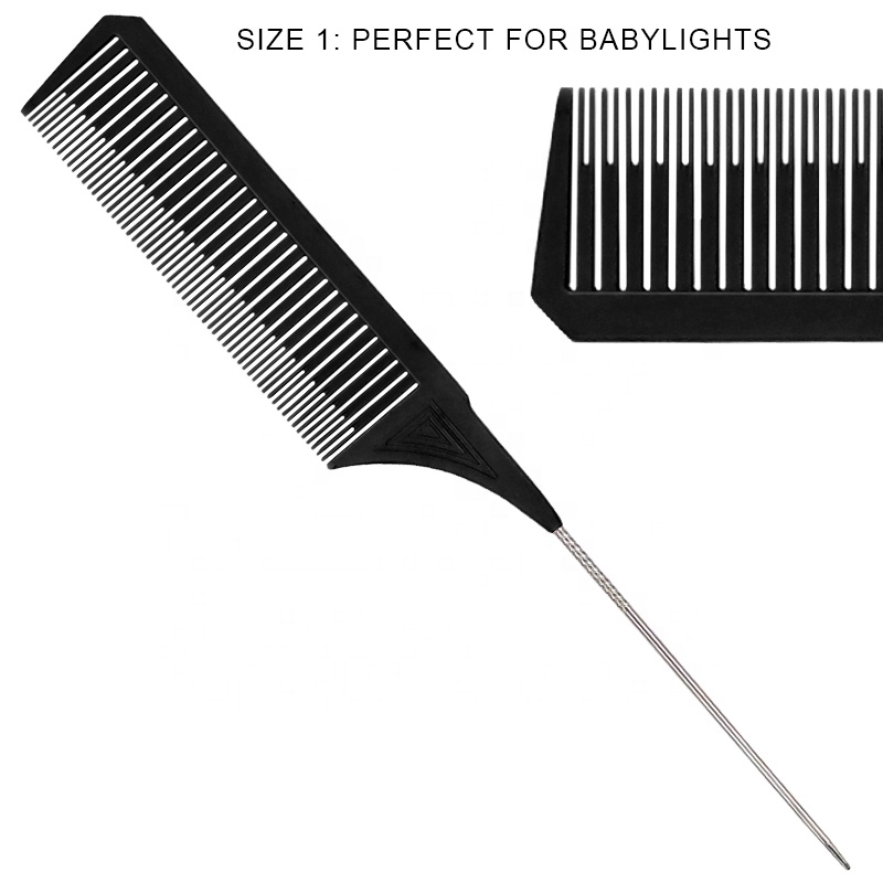 VELLEN 3Pcs Premium With Logo Weaving Hairdressing Styling Steel Rat Tail Salon Set Parting Highlighting Comb