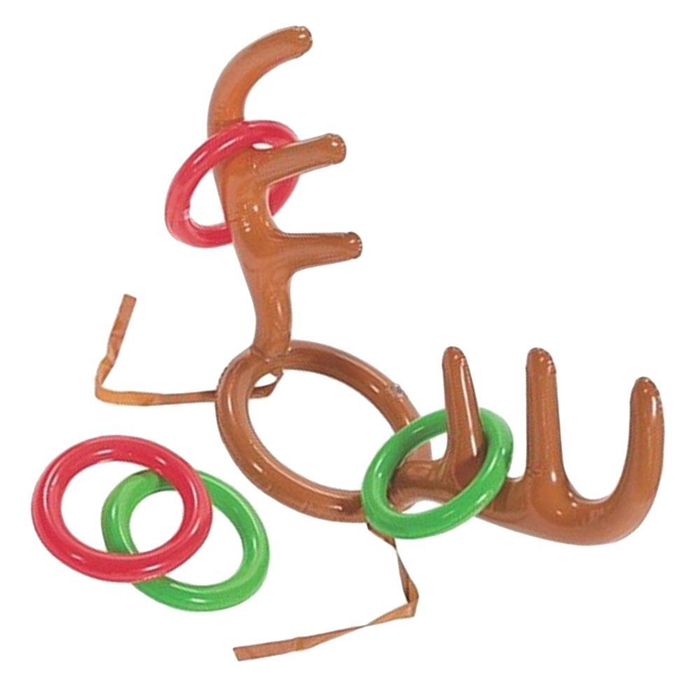 Christmas Party Funny Inflatable Reindeer Antler Hat Ring Toss Game Set Water Ring Toss Game