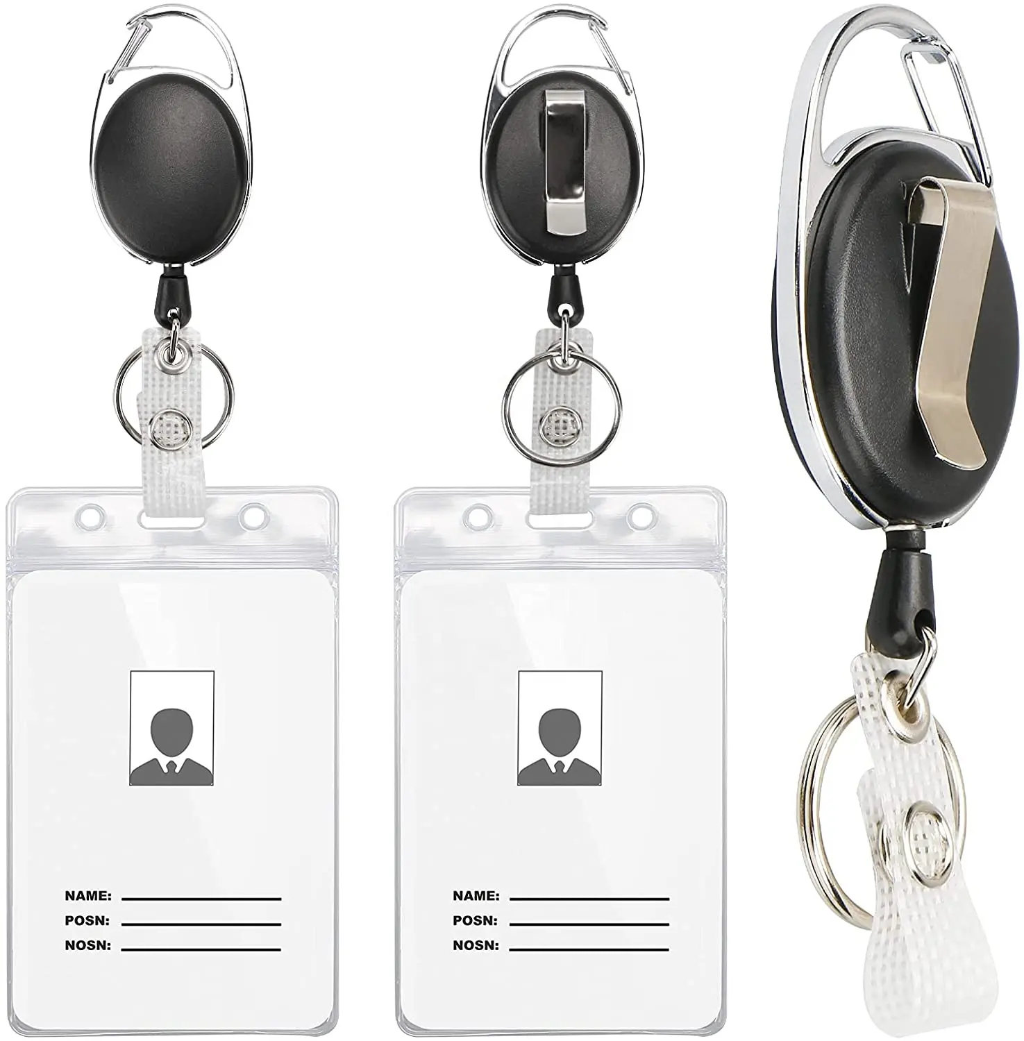 High quality Plastic&Metal Retractable Badge Reel Holders with Id Card Holder