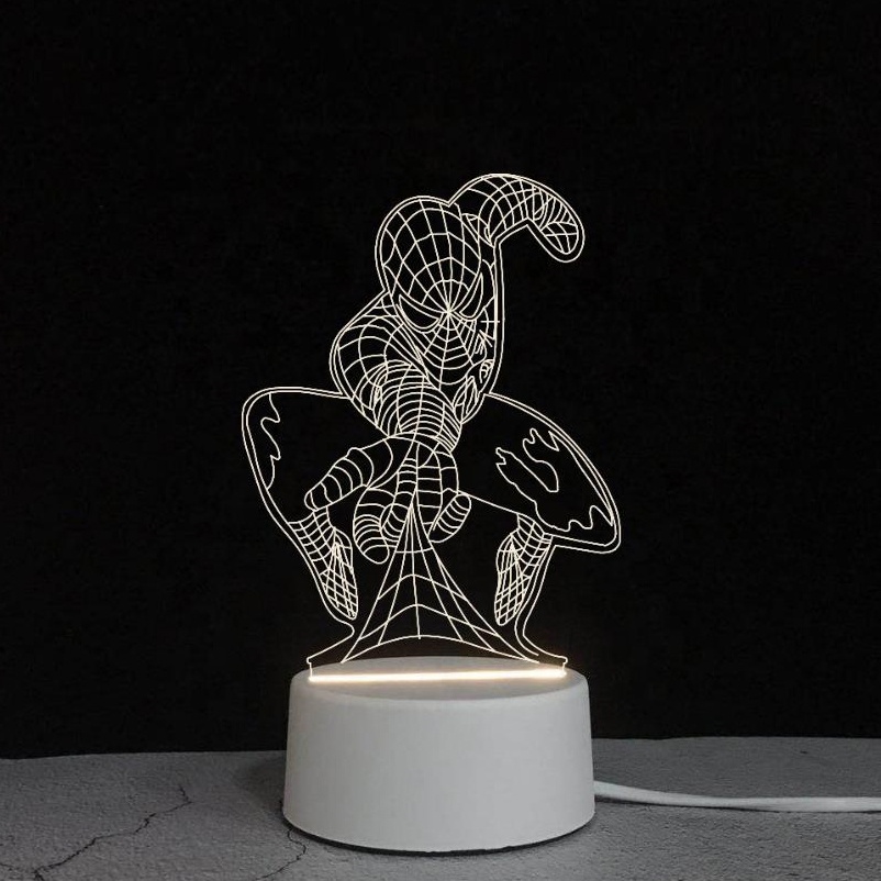 Creative Marvel Spider-Man Acrylic Single Color USB 3D Lamp Kids Night Light ABS Base LED Night Light