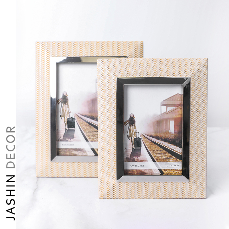 table wedding gift Photo frame gold handmade desktop different sizes leather photo frame