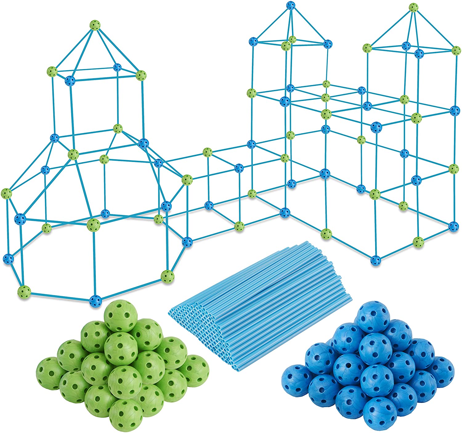 Zhorya 80pcs Castles Tunnels Tents Construction DIY Stem Toy Fort Building tent Play Fort kit for Kids